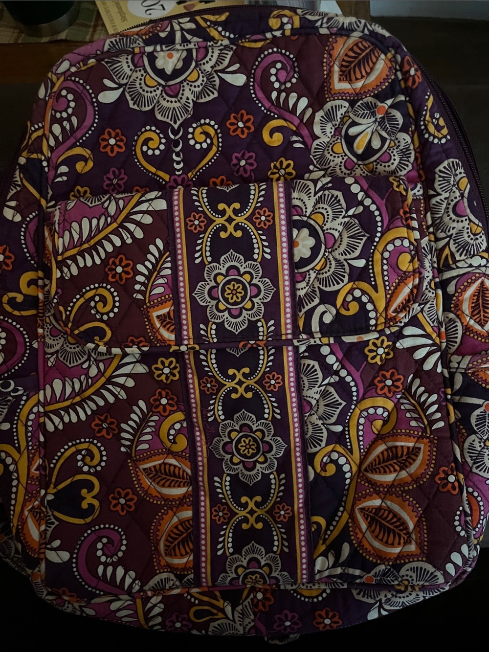 Vera Bradley Purple Floral Paisley Quilted Smaller Backpack